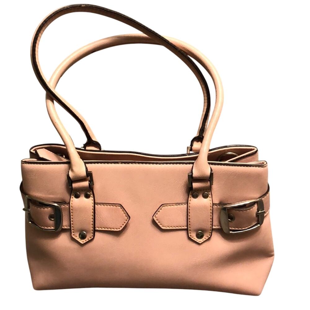 Pink Leather Purse with Silver Buckles